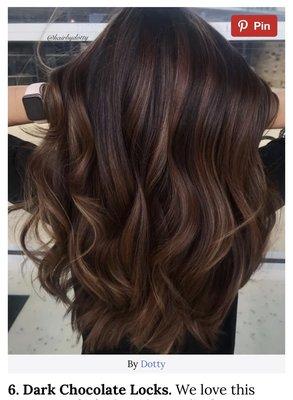 This is what I wanted. Dark chocolate color. But please see next picture to see what I got.