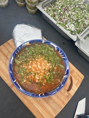 Menudo with tortillas