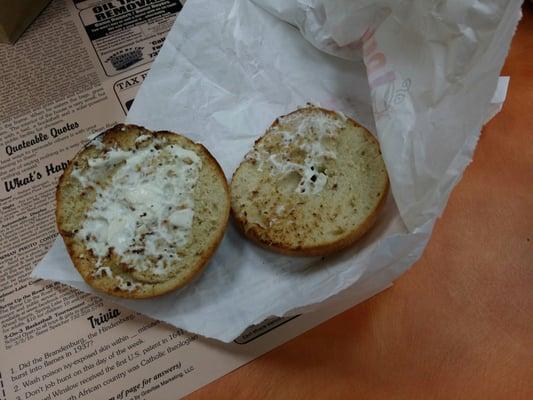 This is a plain toasted bagel with cream cheese. It speaks for itself. They obviously could care less about what they serve here