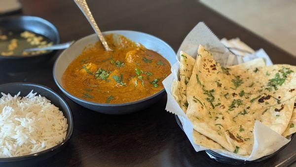 Chicken Butter Masala and garlic naan