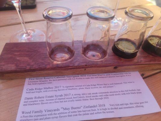 I liked knowing a bit about the varietals we sampled. The Firdt Street Cab was superb .