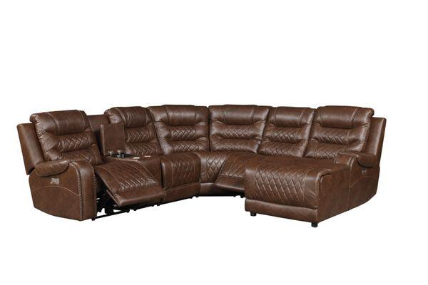 Power reclining sectional with chaise.