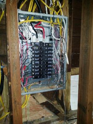 Poor installation of a new electrical sub panel. This  required the removal and replacement of the panel.