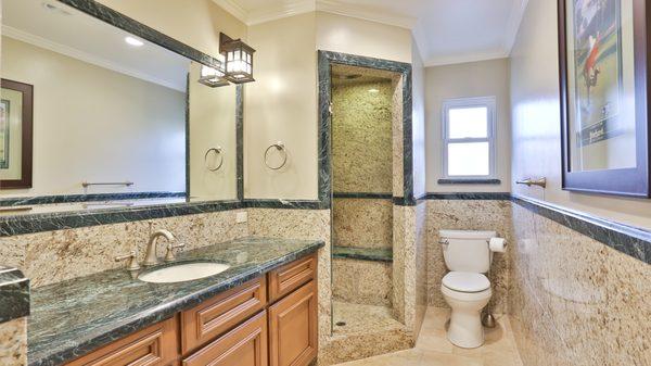 Highly upgraded bathroom in Glendora. Custom steaming shower with rain dome.