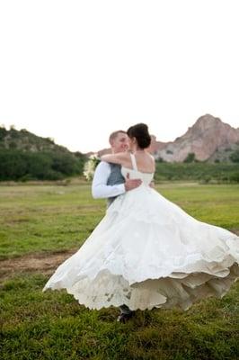 Cambria's bridal gown alterations and bustle