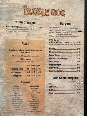 Pizza & Burgers Menu (April 2024)