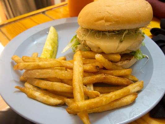 Garden Veggie Burger with fries