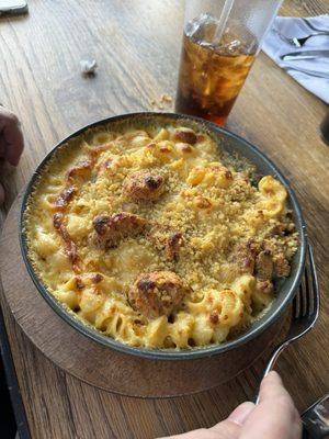 Macaroni & Cheese with breaded chicken