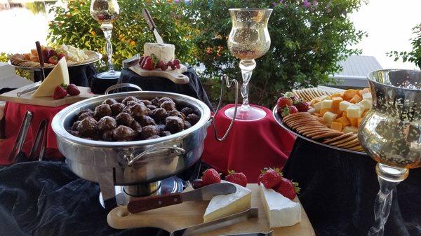 Gourmet Cheese & Crackers and Sweet & Spicy Meatballs