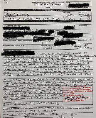 Police report - if you have any leads please contact las vegas police department