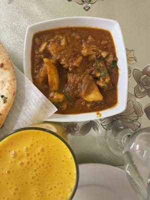 Chicken Vindloo, Mango Lassi