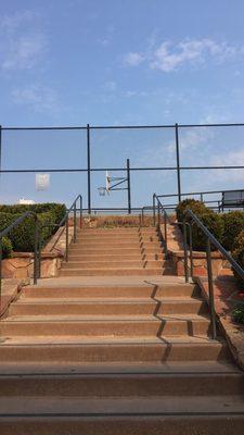 Basketball and tennis courts and a small spot to play wall ball or practice your swing