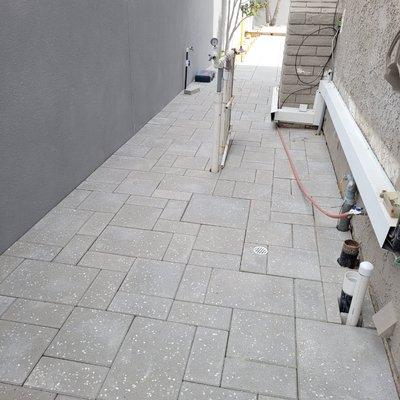 Paver installation  block wall plaster