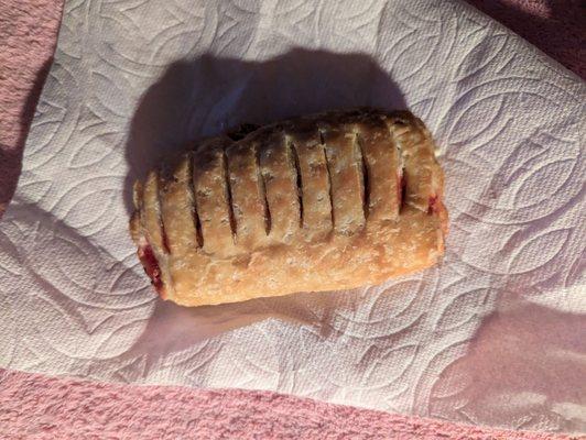 Bear claw, custard and strawberry filled