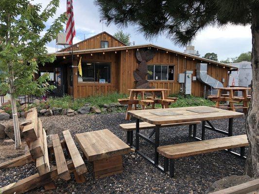 Exterior of house; front yard seating