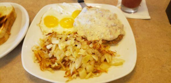 The children fried steak breakfast