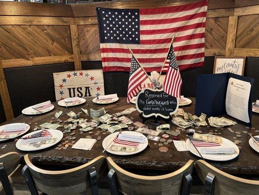 Table reserved for fallen soldiers