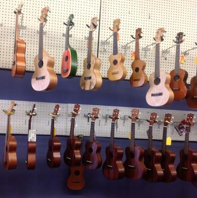 This store has tons of ukes, in all shapes and sizes!!