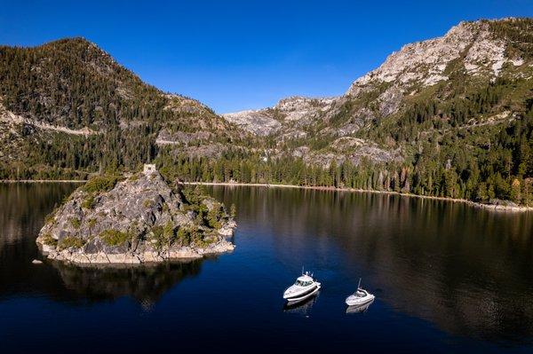 Emerald Bay and Fannette Island are the most photographed sites when visiting Lake Tahoe.