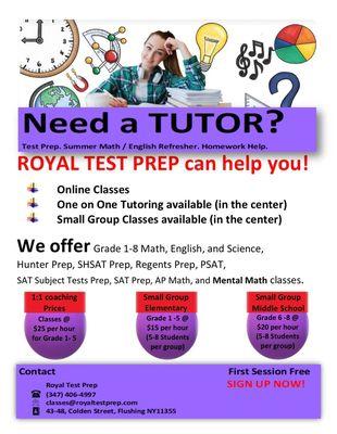 Royal Test Prep Flyer - English