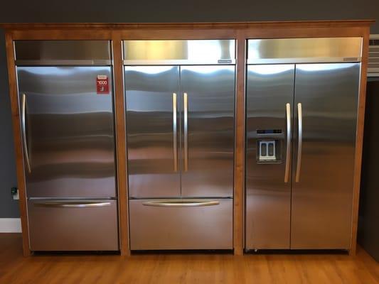 Built in refrigerators from Kitchen Aid and Jenn Air, american made.