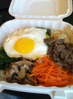 Beef bibimbap to go.