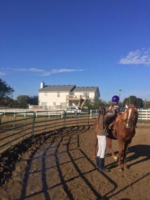 First horseback ride on Fandango who was very patient!