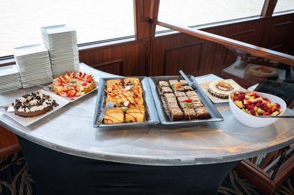 Dessert table. We opted out of bringing a cake.