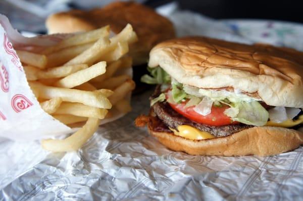 Bacon Cheeseburger and French Fries