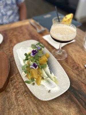 Beet salad and espresso martini