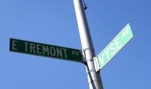 At the intersection of E TREMONT Ave. and VYSE Ave.