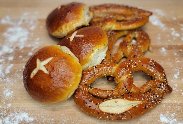 Assortment of Pretzel Bombs and Everything Pretzels