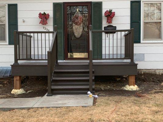 Removed tilted concrete porch, Azek decking with Westbury railing