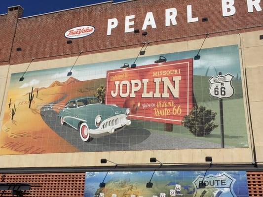 The side of Pearl Bros on 7th & Main!  I am here for Heartland Opera Theater's CARMEN and thought this was a great shot to Joplin.