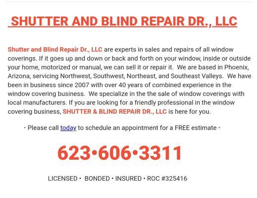 Shutter & Blind Repair Dr