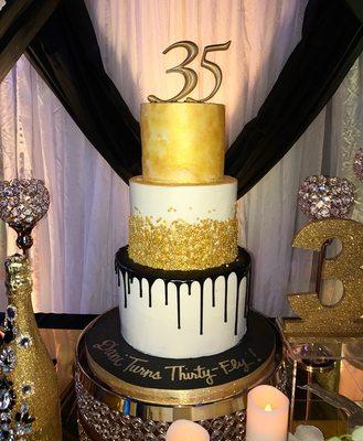 Black and Gold Custom Cake