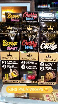 Come try these new king palm wraps!! We also carry cones as well for people who do not feel like rolling !!