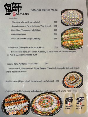 Catering menu