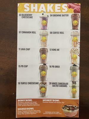 Shake menu