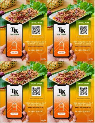 Welcome to tk thaicuisine           We use all fresh local ingredients and do not use MSG.