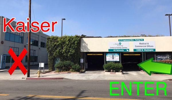 To enter the building you must enter the parking garage off Inglewood Blvd. There is no access to the building on Washington Blvd.