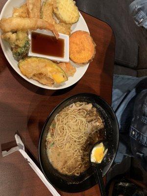 Black Garlic Tonkotsu Ramen & Tempura Veggies