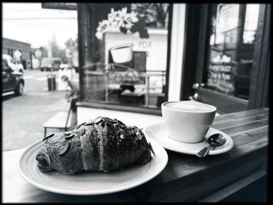 almond croissant + cappuccino | at the bar