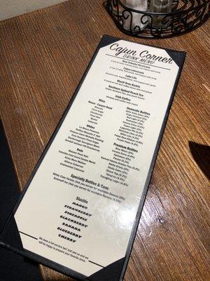 Drink menu