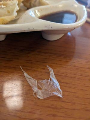 Plastic found in the pork dumplings