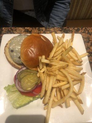 Cheeseburger amd fries--$15.