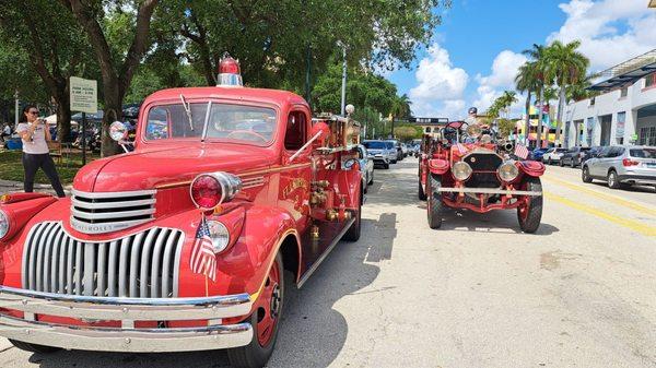 Rare sight of vintage fire trucks