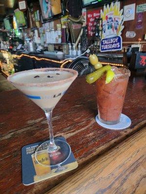 Espresso Martini and a spicy Bloody Mary by Justine