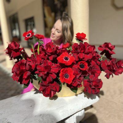 Red roses and anemones