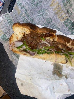 I asked for the "Philly cheesesteak" and got this. Mind you, I didn't even request the sandwich to be baked.